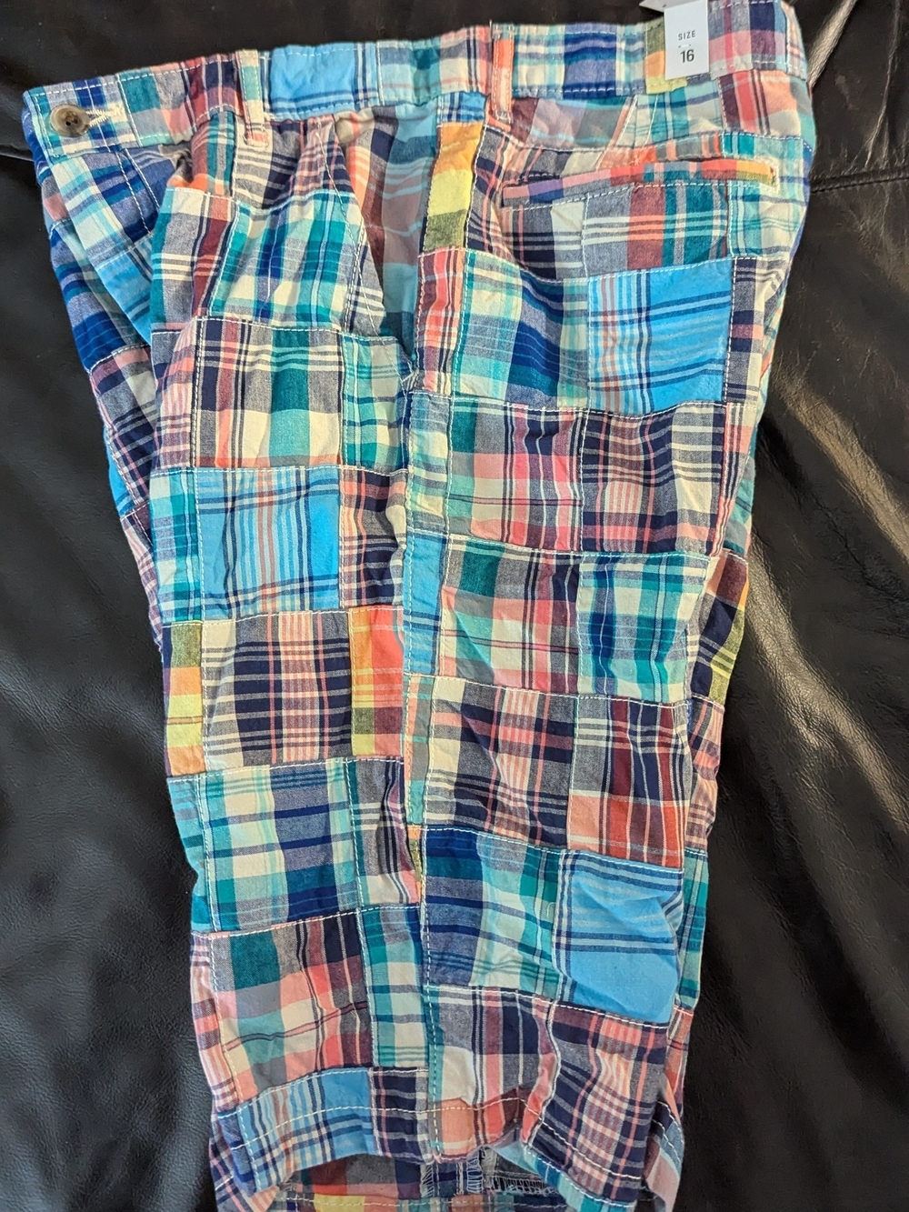 The Childrens Place Shorts Youth Boy 16 Multicolor Patchwork Preppy Plaid NWT